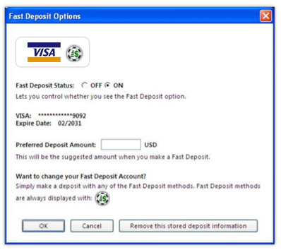 Fast Deposit option box