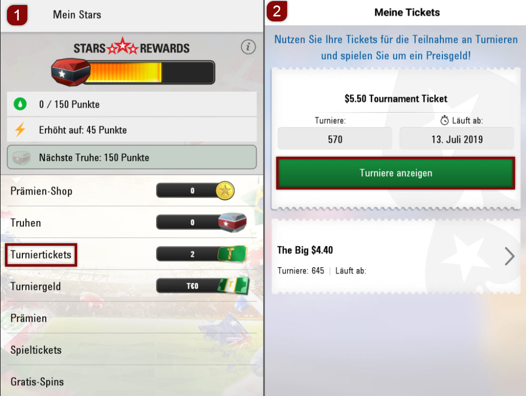 Mobile-App - Turniertickets
