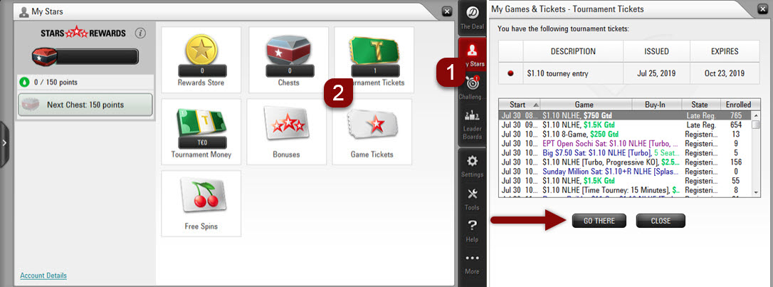 Computer software - Tournament tickets tool