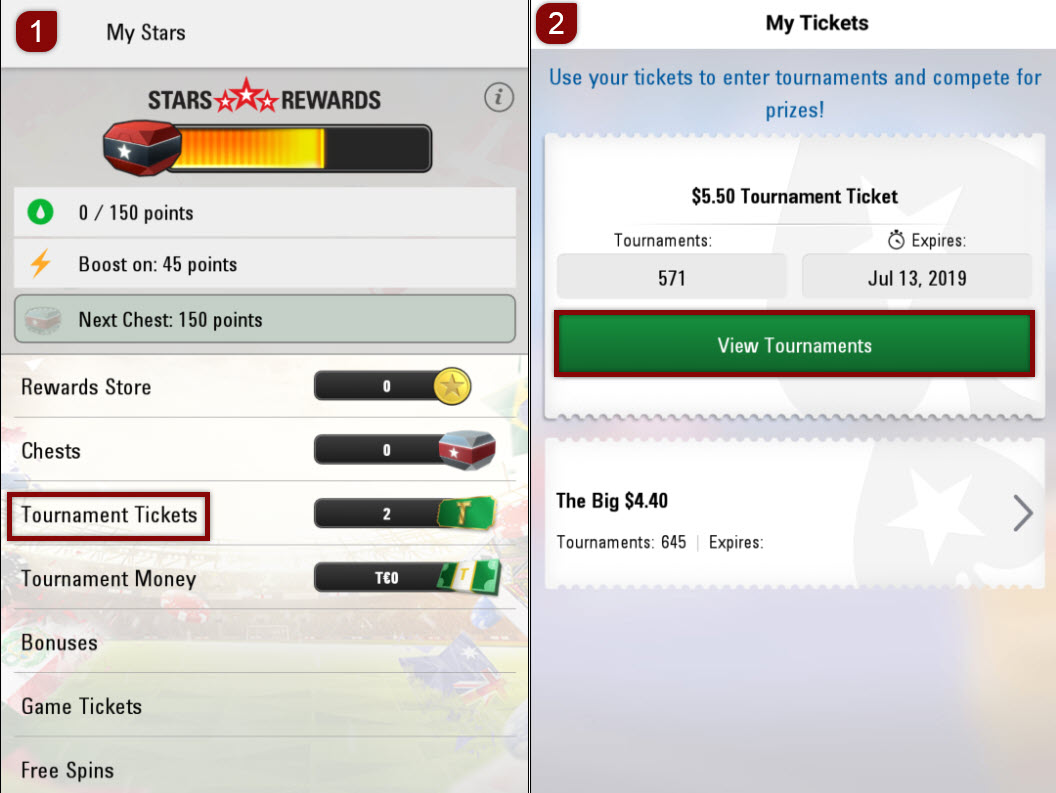 Mobile software - Tournament tickets tool