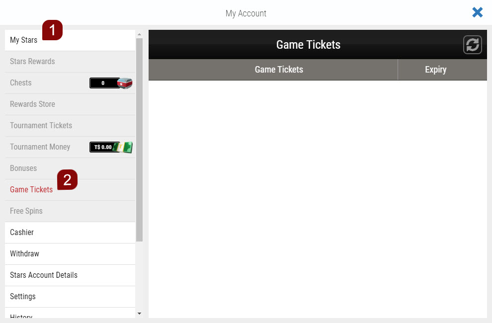 Steps to follow to use your Game Ticket on the Website