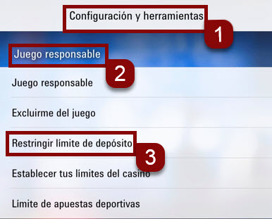 Pasos para establecer límites de depósito en la aplicación