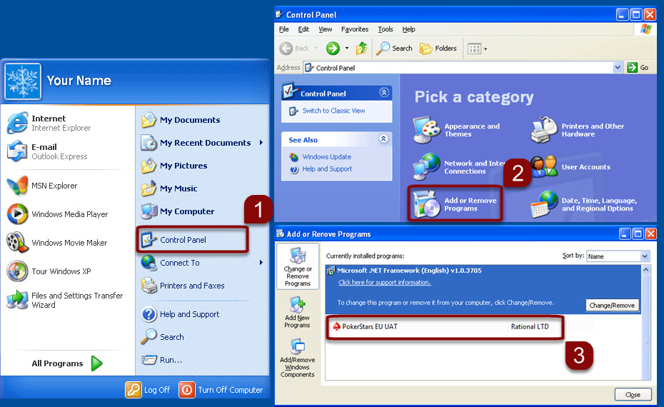 Désinstaller le logiciel sur Windows XP