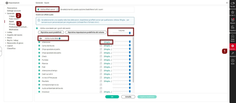 Pokerstars Personalizzare Le Opzioni Audio