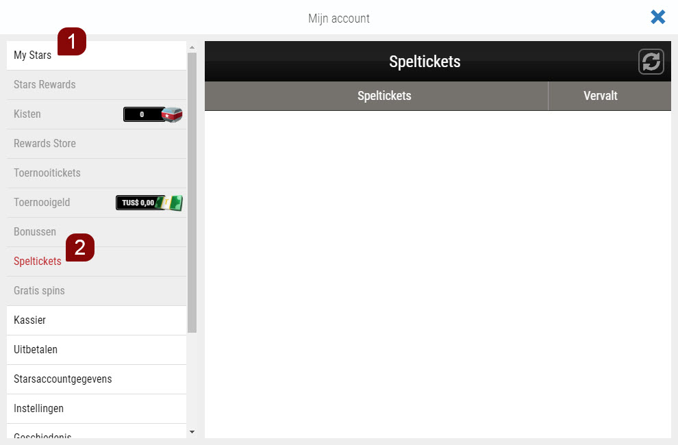 Stappen voor het gebruiken van je spelticket via website