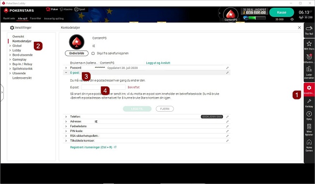 Email address updating steps