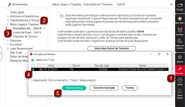 Software de CPU ferramenta "Inscrições em Torneios"