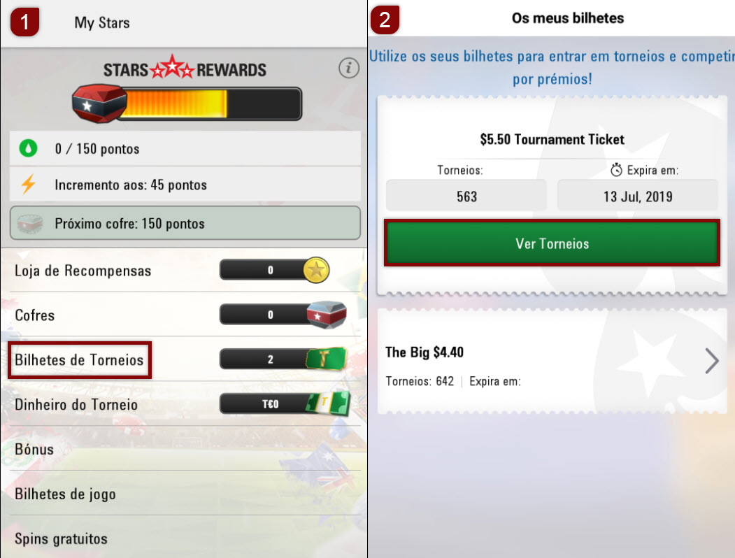 Software para dispositivo móvel - Ferramenta de bilhetes de torneio
