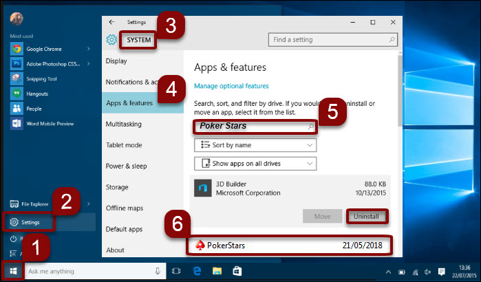 Desinstalar o software no windows 10