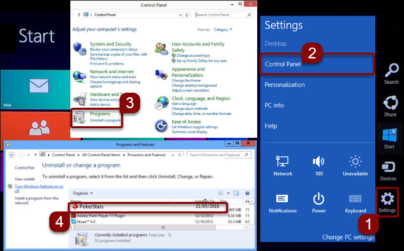 Desinstalar o software no windows 8