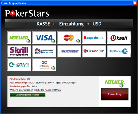 PokerStars Deposit Options