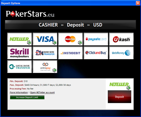 PokerStars Deposit Options