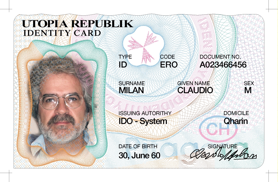 Um documento de identificação ilegível/desfocado com os dados tapados que não é aceitável: