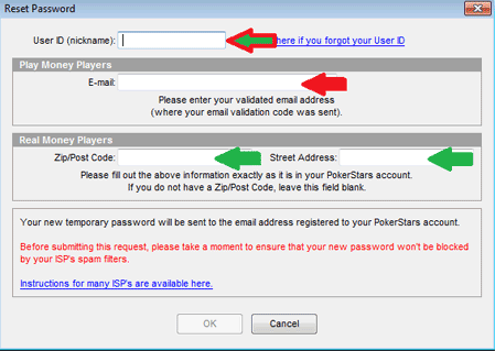 PokerStars Password