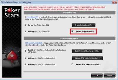 Enable Pokerstars pin
